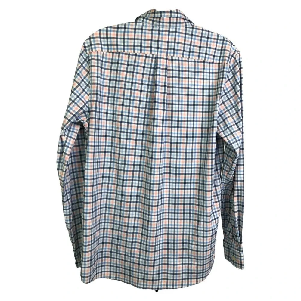 Vineyard Vines Shirt Boys XL Blue Peach Gingham Button Down Lightweight‎